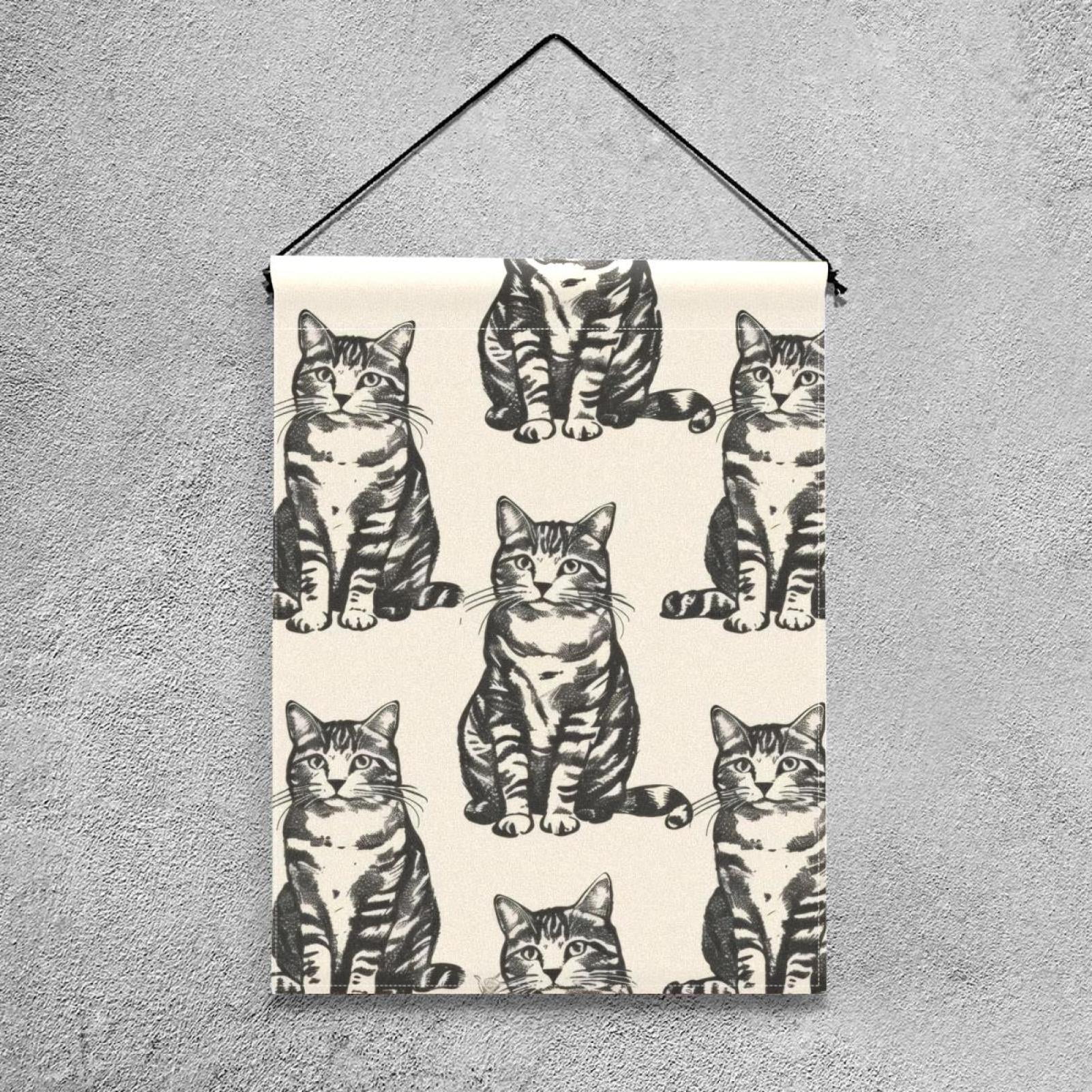 Seamless Cute Cats Pattern Double Sided Garden Flag Decorative Weather Resistant Yard Flag, Large DIY Vertical Flag for Farmhouse Patio Lawn, 28x40 Inch