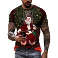 thumbnail image 1 of Camiseta con estampado de Papá Noel para hombre, ropa de moda para fiesta de año nuevo, camisetas de manga corta Harajuku con cuello redondo, camisetas de gran tamaño, 1 of 4