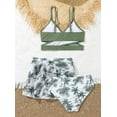 thumbnail image 2 of WIBACKER Tween Girls' Swimsuits 3 Piece V-Neck Criss Cross Bikini Swimwear with Chest Pad and Beach Skirt, 2 of 7