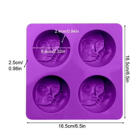 

3pcs/pack Bath Bomb DIY Baking 4 Cavity Handmade Clay Sun Moon Face