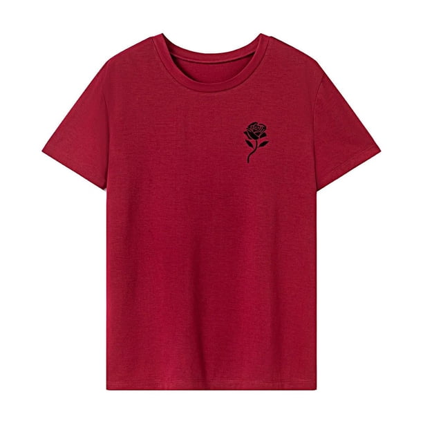 Camiseta para mujer verano suave clásico cuello redondo camiseta para viaje trabajo playa desplazamientos M