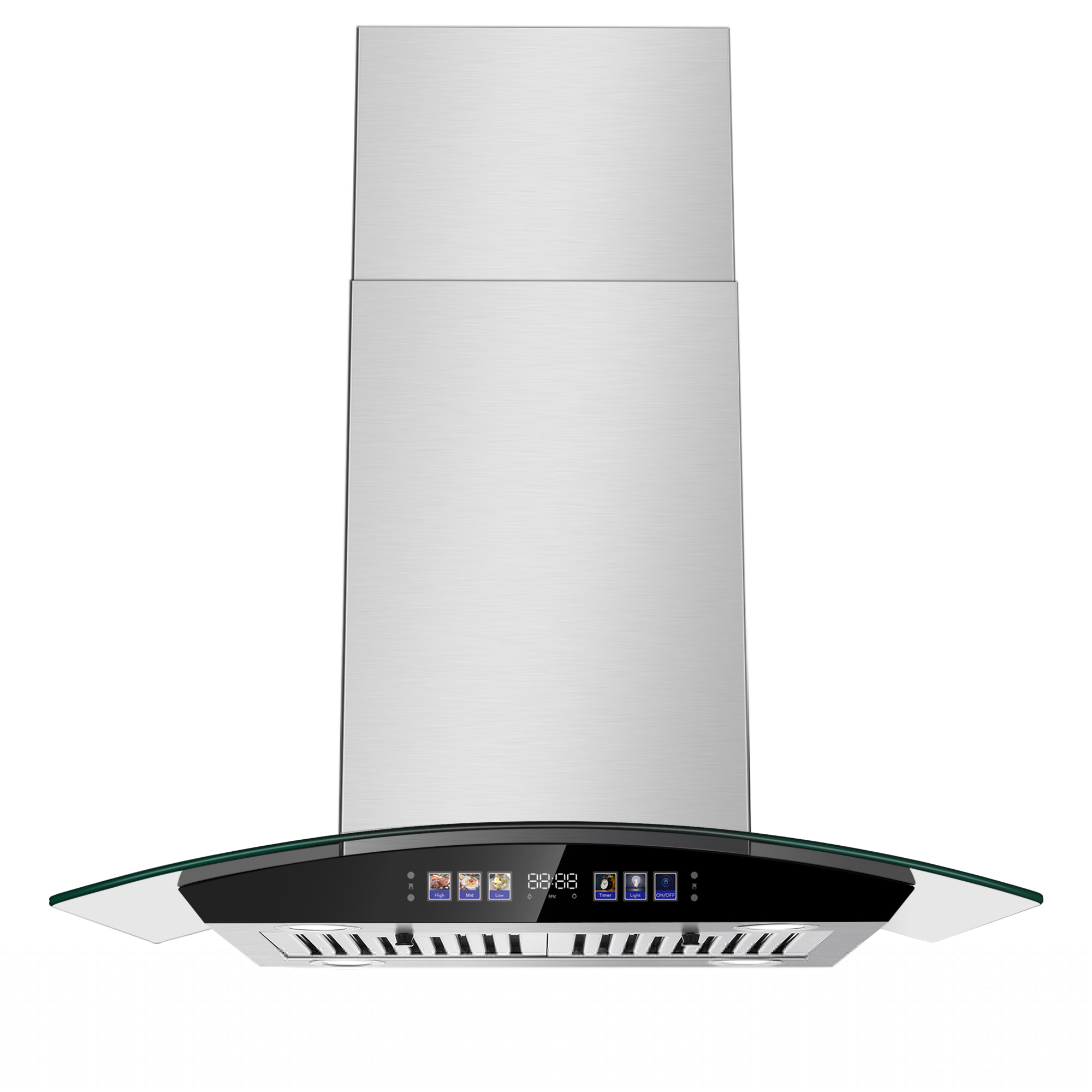 Joeaonz 30 Inch Stainless Steel Island Mount Range Hood 700 CFM with LED Lights, 3-Speed Fan, Gesture Control