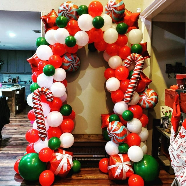 Kit de arco de guirnalda de globos de bastón de Navidad de 171 piezas Decoraciones de fiesta de Navidad Navidad Fiesta de dulces Temática Baby Shower Cumpleaños con globos de Navidad rojo verde fresco Vhermosa HMYH596