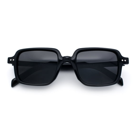 Retro Vintage Vibe Mid Temple Horn Rim Hipster Fashion Sunglasses All Black