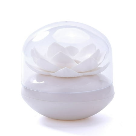 

QUSENLON Lotus Flower Cotton Swab Holder Toothpick Storage Container Organizer with Clear Lid Dustproof Cover Cotton Bud Box