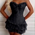 thumbnail image 2 of Women's Tennis Skirts Summer Multilayer Lace Trim Beachy Flowy Tiered Hemline Holiday Resort Wear Skirt For Women Black XL, 2 of 4
