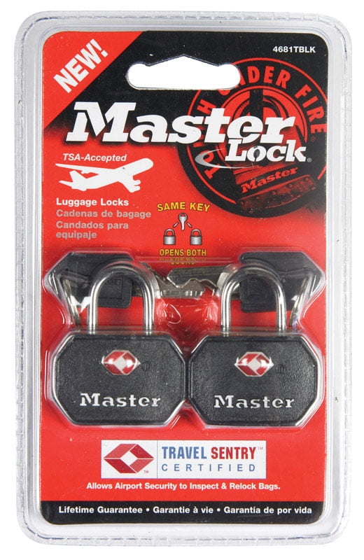 Keyed TSA-Accepted Luggage Lock Wide / 4 Pk Master Lock Padlock 1 in 