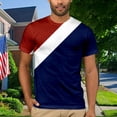 thumbnail image 2 of Men Summer Tops Mens Independence Day Holiday T Shirt Red White And Blue Flag Flag Retro Style Short Sleeved T Shirt Mens Western Men's Loose Fit Tees Men's Workout Shirts Short Sleeve Blue M, 2 of 4