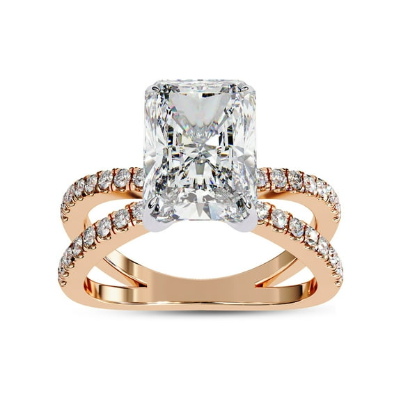 AFFY Solitaire Engagement Ring for Women, Center 8.5x6.5mm Radiant Cut Split Shank Wedding Anniversary Rings In 14K Solid Rose Gold Jewelry Gift for Her, Ring Size-9