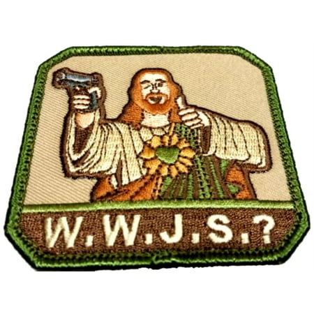 Single Count Custom, Cool & Awesome {3 Inches} Square Religious Adult Humor What Would Jesus Do Text Gun Rights Badge Funn