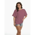 thumbnail image 2 of Women's Oversized Short Sleeve T-Shirt - Loose Fit Crewneck Basic Tee, Casual Summer Top with Rolled Sleeves, 2 of 4