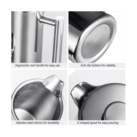 

1200Ml Coffee Maker 304Stainless Steel Coffee Machine Double Wall French Press Insulated Coffee&Tea Brewing Pot