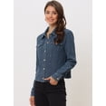thumbnail image 2 of Chaqueta Vaquera para Mujer con Botones Manga Larga Textura Lavada Informal Vaquera Azul M, 2 of 6