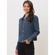 thumbnail image 2 of Chaqueta Vaquera para Mujer con Botones  Manga Larga Textura Lavada Informal Vaquera Azul L, 2 of 6