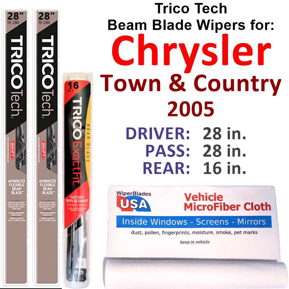 2005 Chrysler Town & Country Beam Blade Wipers (Set of 3) w/Rear Wiper
