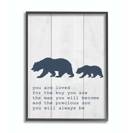The Kids Room by Stupell Kids Inspirational Word Boys Bear Family Animal Design Framed Giclee Texturized Art by Daphne Polselli
