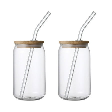 

NUOLUX 2 Sets of Milk Drinking Cups Multipurpose Water Cups with Straws Lids Glass Drinkware