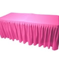 thumbnail image 1 of 6' Fitted Polyester Double Pleated Table Skirting Cover w/Top Topper 21 COLORS", (Color: Pink), 1 of 1