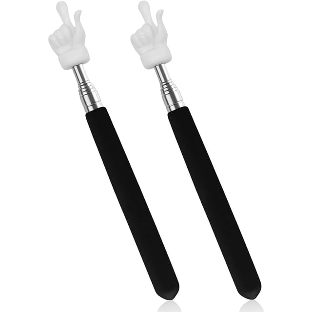 fafa-2Pcs Telescopic Teachers Pointer, Extendable Hand Pointer Finger Pointer Stick, Mini Retractable Classroom Pointer for Elementary School Kindergarten Teacher, Classroom Supplies (Black)