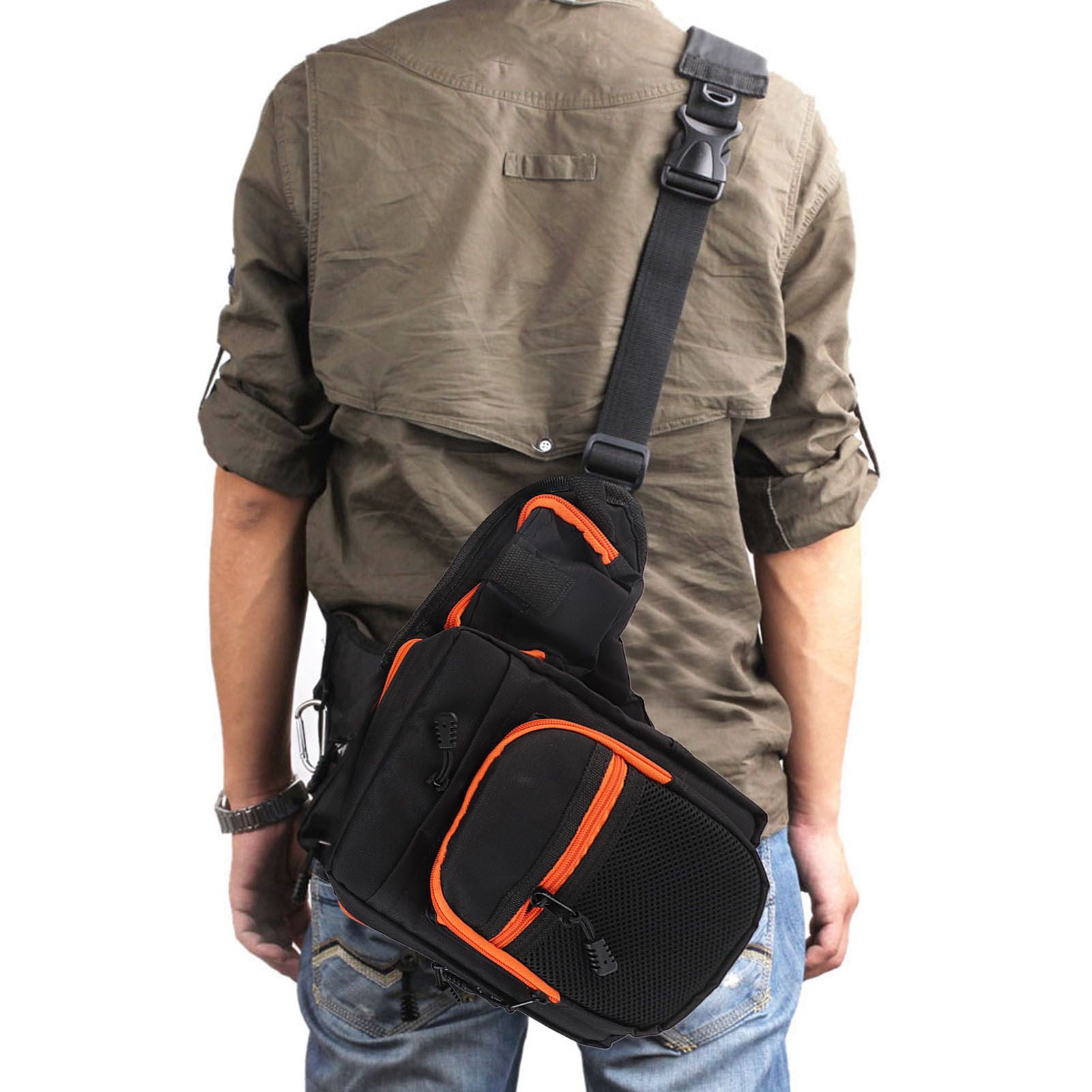 Elowen fishing equipment Fishing 32x39x12CM Fishing Bag Multi-Purpose Waterproof Fishing Reel Lure Tackle Bag