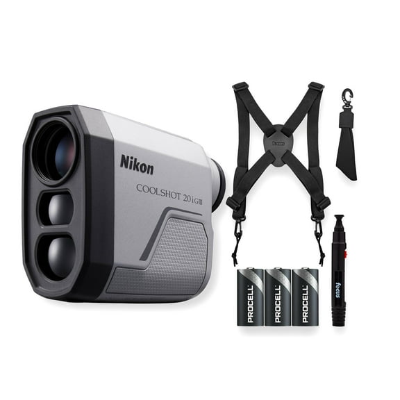 Nikon COOLSHOT 20i GIII Golf Range finder with Harness, Cleaning Pen, and Accessories