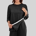 thumbnail image 2 of Women's Scoop Neck Short Sleeve Pleated Front Blouse Tunic Top Plus Size, 2 of 5