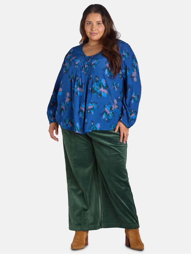 Just My Size women's Plus Velvet Wide-Leg Pants