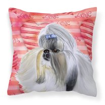 Carolines Treasures BB9753PW1414 Shih Tzu Love Fabric Decorative Pillow 14Hx14W multicolor