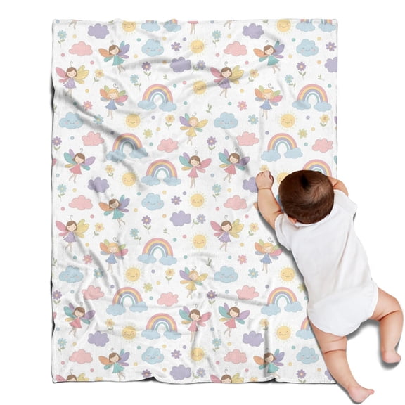 Pastel Fairy Rainbow Pattern Blanket,Comfortable Soft Flannel Throw Blanket,All Season,Warm Lightweight Blankets for Sofa Bed Couch Living Room Chair,30"x40"