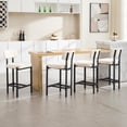 thumbnail image 6 of DUOMAY Modern Chenille Counter Stools Set of 4, Upholstered 26" Seat Height Low Barstools with Black Metal Legs Open Back Dining Stools with Footrest for Home Pub Kitchen, Beige, 6 of 14