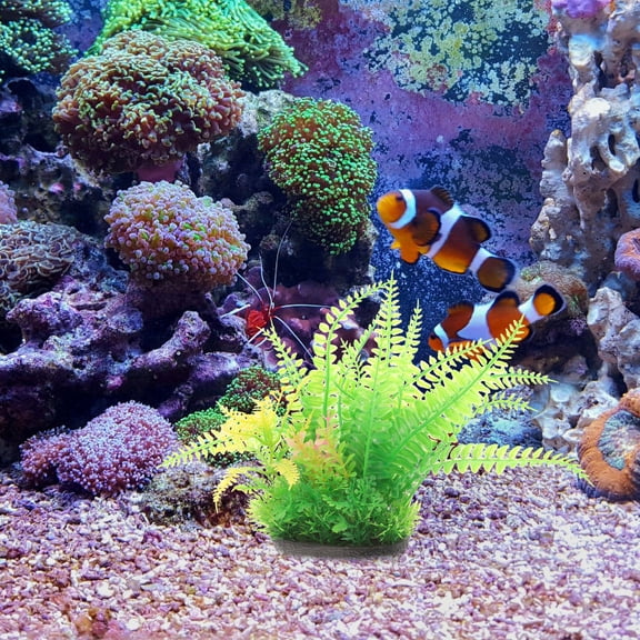 BESTYASH Realistic Green Plastic Aquarium Plant, Safe for Fresh and Salt Water, Compact and Durable