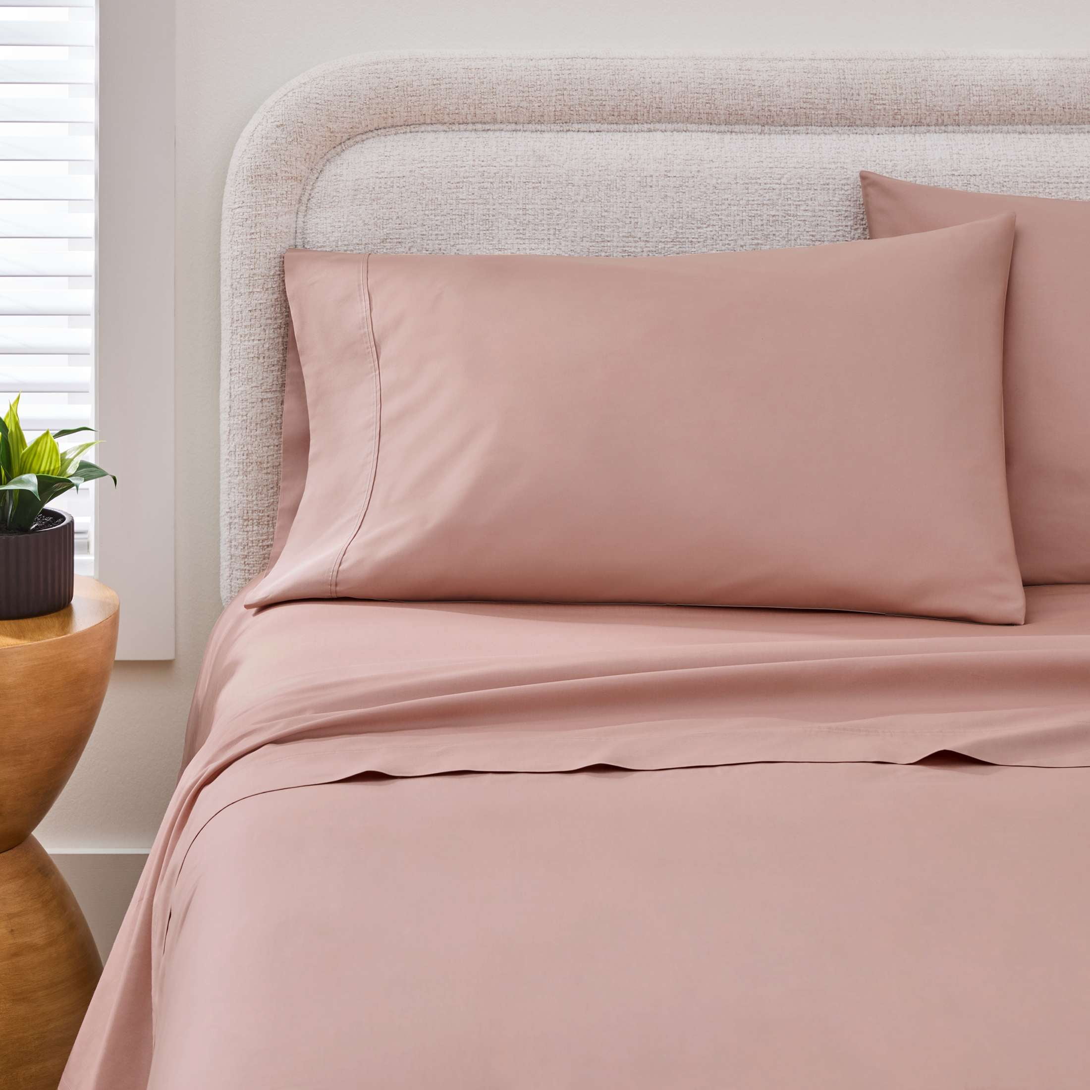 Better Homes & Gardens 2-Piece 300 Thread Count Cotton Percale Antique Blush Pillowcases, King