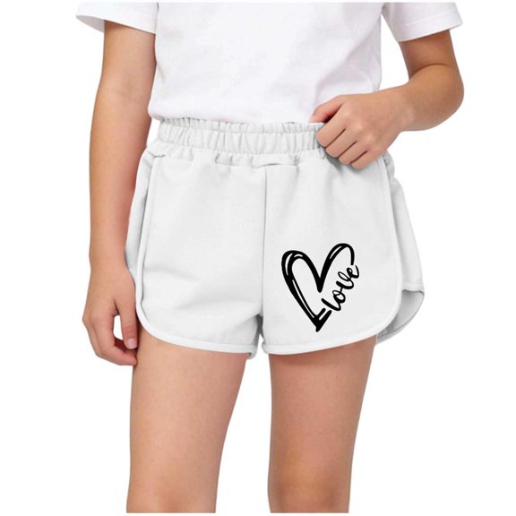 Khunlpohl Girl's Knitted Shorts Printed Elastic Waisted Wide Legs Short Pant Summer Casual Cute Loose Outdoor Pants 1-12 Years