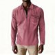 thumbnail image 4 of Ceisia Men's Spring Gift & Summer Vintage Casual Plaid Polychrome Zipper Turndown Collar Long-Sleeve Shirt - 320g Polyester Com fortable Beach &, 4 of 5