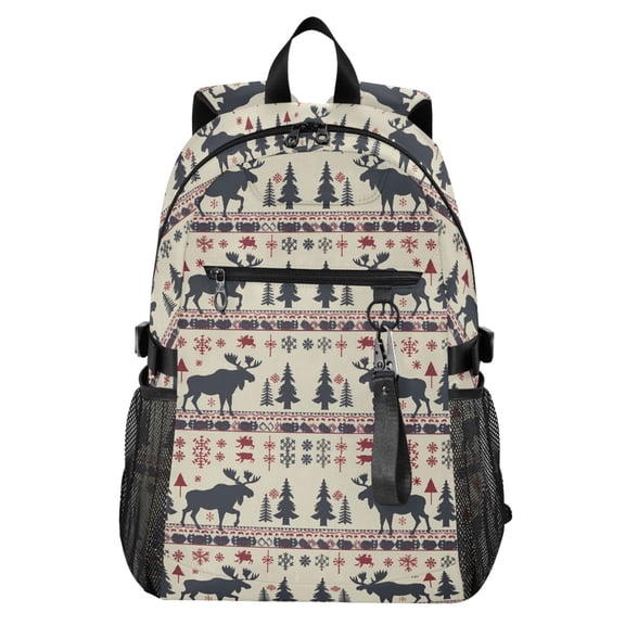 JIALIOU 14" Laptop Backpack Waterproof Airline Approved Stylish Casual Daypack for Travel Business College Work, Moose Tree Silhouette