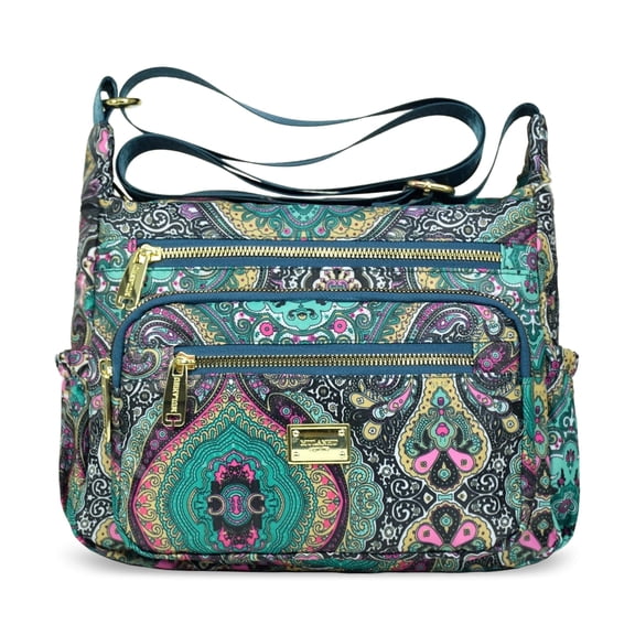 KXF Crossbody Bag for Women Waterproof Nylon Shoulder Handbags Multi Pocket Casual Messenger Bag Floral Travel Purse