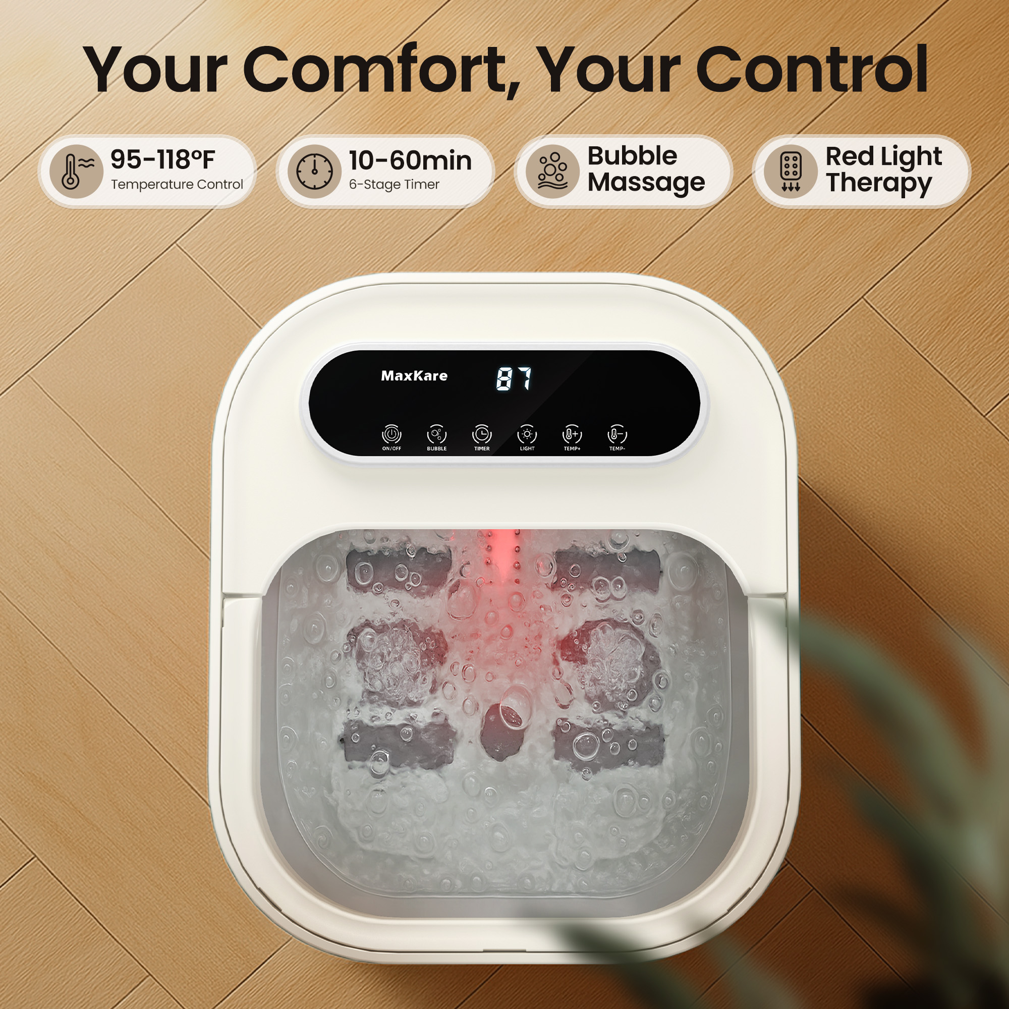 MaxKare Foot Spa Bath with Heat, Bubbles, and Vibration photo 8