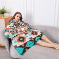 thumbnail image 5 of Oversized Wearable Blanket Hoodie,Blue and Pink Floral and Geometric Boho Pattern Sherpa Blanket Hoodie with Super Pockets,Super Warm Fuzzy Pullover for Women & Men, 5 of 6