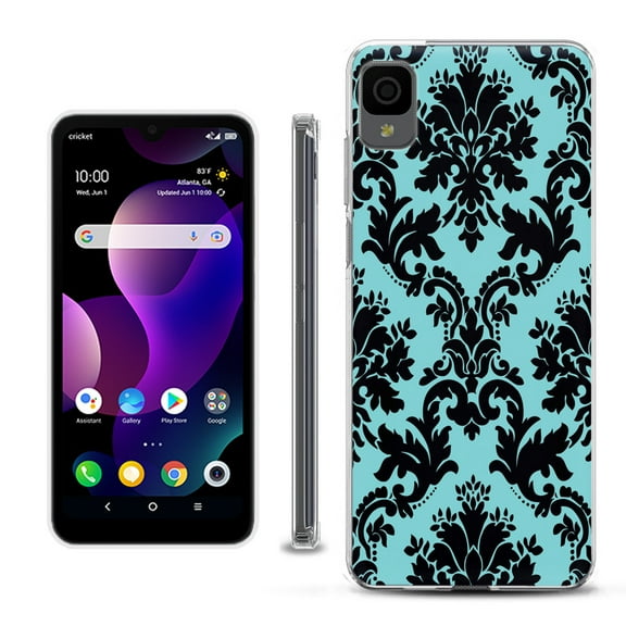 Slim-Fit Gel TPU Phone Case for TCL 30Z / 30 Z / 30 LE, by OneToughShield ® - Victorian Blue/Black
