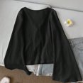 thumbnail image 5 of AKOEE Womens Crop Sweaters Open Tie Front Cardigans Soft Knit V Neck Long Sleeve Casual Spring Fall Blouses (XL, Black), 5 of 8