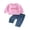 Pink, variant on Bagilaanoe 2pcs Toddler Baby Girl Long Pants Set Letter Embroidery Long Sleeve Sweatshirt Jeans Denim Trousers 6M 12M 18M 24M 3T Kids Fall Casual Clothes