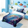 thumbnail image 3 of Manfei Underwater Sea Turtle Twin Sheet Sets for Kids Boys and Girls, Ocean Marine Life Print Bedding 3-Piece, 1 Flat Sheet, 1 Fitted Sheet and 1 Pillowcase, 3 of 6
