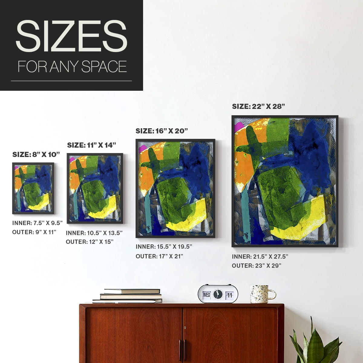 Brights Strokes I Framed Print in Black Solid Wood Framed Print No Nail Hanging