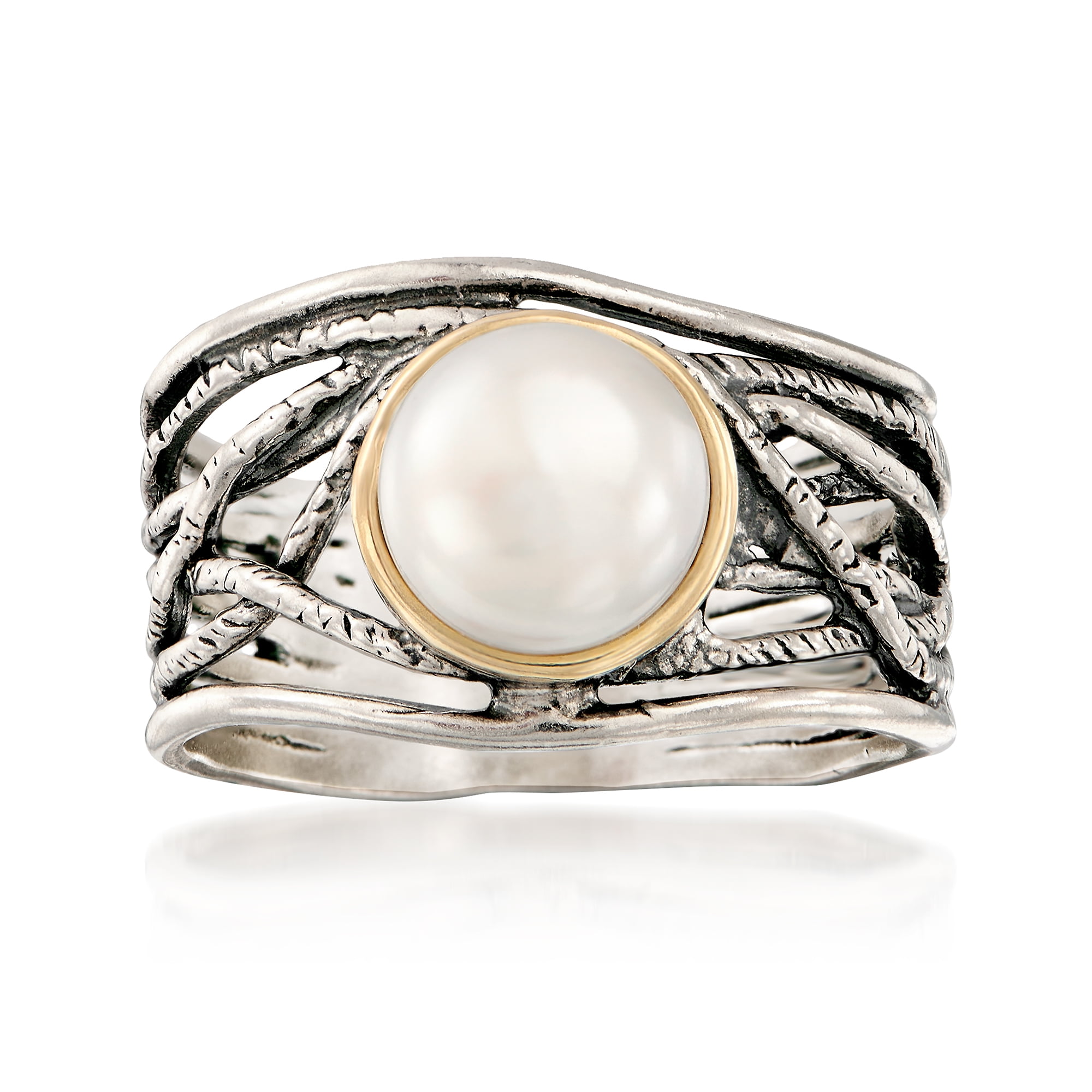 RossSimons RossSimons 8mm Cultured Pearl Openwork Ring in Sterling