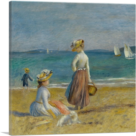 ARTCANVAS Figures on the Beach 1890 Canvas Art Print by Pierre-Auguste Renoir - Size: 12" x 12" (1.50" Deep)
