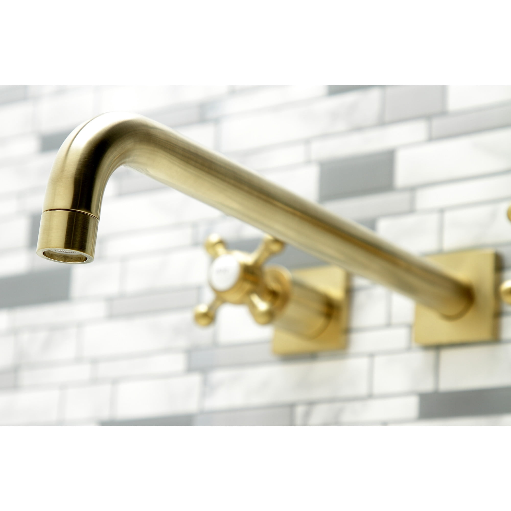 Kingston Brass KS6047BX Metropolitan Two-Handle Wall Mount Roman Tub Faucet, Brushed Brass