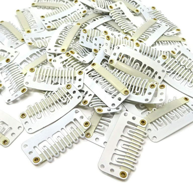  FRCOLOR 100Pcs Receiving card snap comb clips wig clips  invisible wire hairpiece snap clip u-shape extension clips wig hair clips  hair extension clips comb women side clip Metal paint 