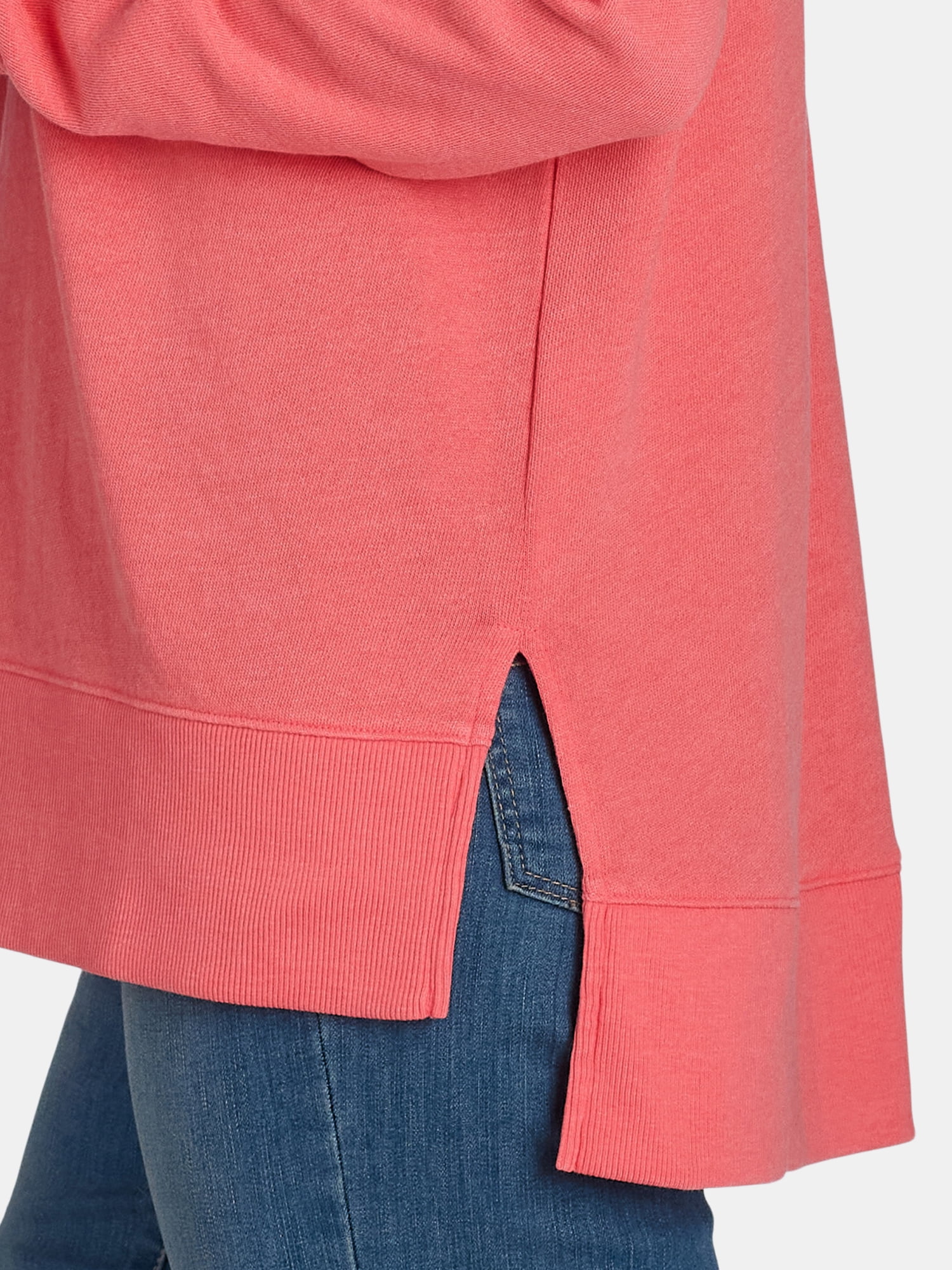 Time and Tru Women's Tunic Sweatshirt with High-Low Hem, Sizes XS -4X