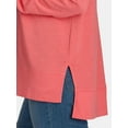thumbnail image 4 of Time and Tru Women's Crewneck Sweatshirt with High-Low Hem, Sizes XS -4X, 4 of 5