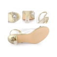 thumbnail image 2 of BLISSFUL STEP Peep Toe Flower Rhines Slingback Clear Block Heels Sandals for Women Gold 9.5, 2 of 6
